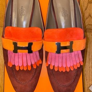Hermès rivoli velvet mules